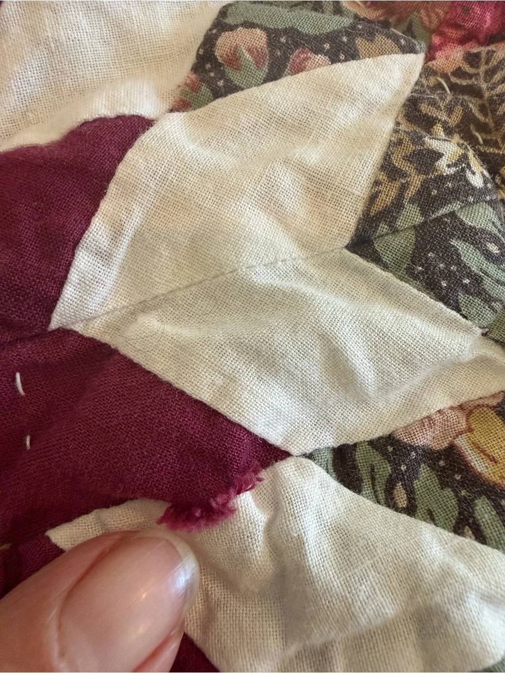 Vtg FLAWS As Is Peking Handicraft Full/Queen Broken Star Patchwork Quilt Farmhou